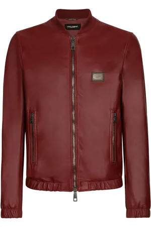 Dolce & Gabbana Logo-appliqué leather jacket