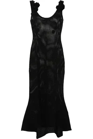 Self-Portrait Floral-appliqu?? open-knit dress