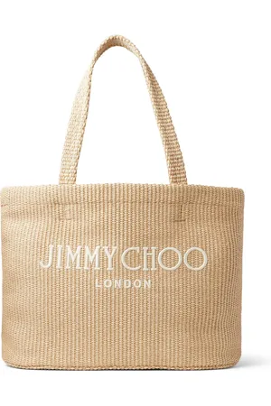 Jimmy Choo Logo-embroidered raffia beach bag