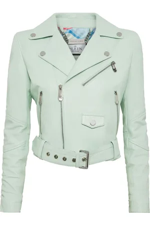 Philipp Plein Leather cropped biker jacket