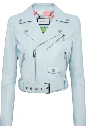 Philipp Plein Cropped leather biker jacket
