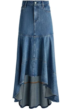 ALICE+OLIVIA Donella denim midi skirt