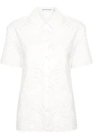 Self-Portrait Broderie-anglaise cotton shirt