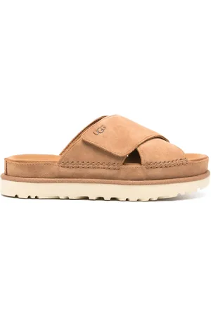 UGG Goldenstar Cross suede slides