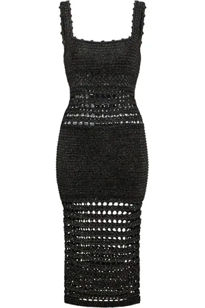 Retrofete Avril metallic-finish crochet midi dress