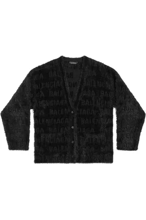 Balenciaga Logo-jacquard faux-fur cardigan