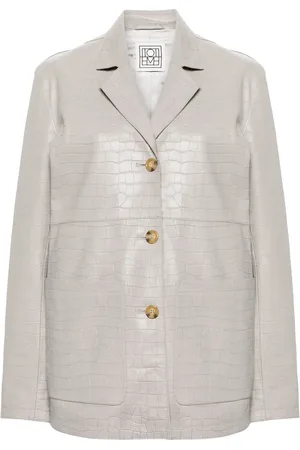Totême Crocodile-embossed leather jacket