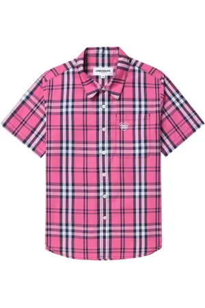 Chocoolate Logo-embroidered checked shirt