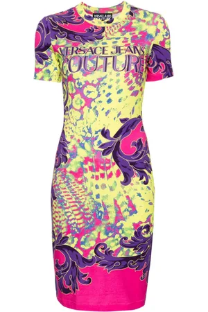 VERSACE Animalier graphic-print midi dress