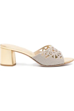 LE SILLA Rhinestone-embellished leather mules