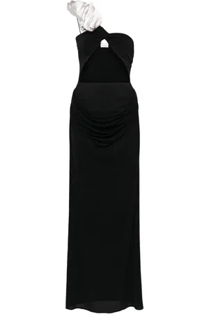 MAGDA BUTRYM Floral appliqu?? one-shoulder dress