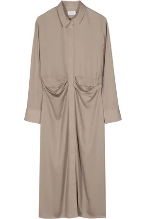 Calvin Klein Pleated long-sleeve shirtdress