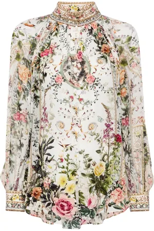 Camilla Floral-print silk blouse