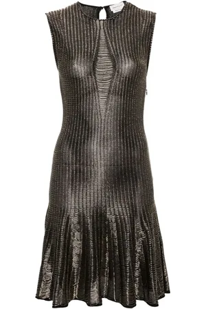 Alexander McQueen Metallic-threading flared dress