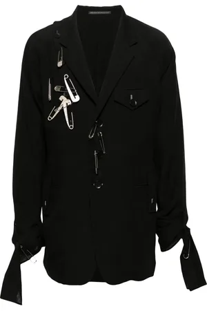 YOHJI YAMAMOTO Safety-pin embellished linen blazer