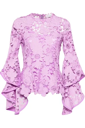 Oscar de la Renta Floral guipure lace blouse