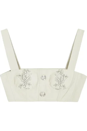 Giambattista Valli Floral-jacquard cropped top