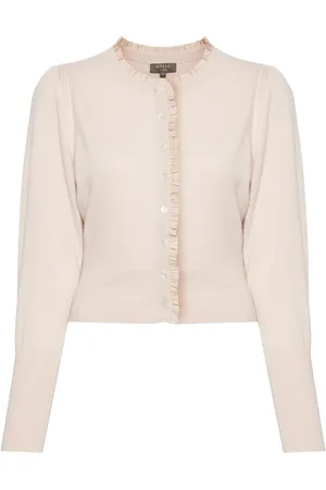 N.PEAL Ruffled-trim cashmere cardigan