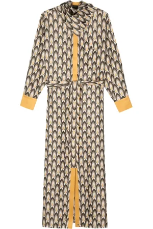 LORENA ANTONIAZZI Geometric-pattern maxi silk dress