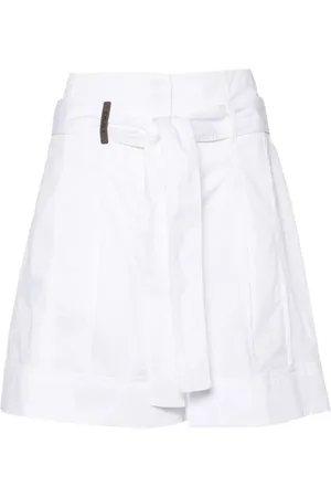 PESERICO SIGN Belted poplin shorts
