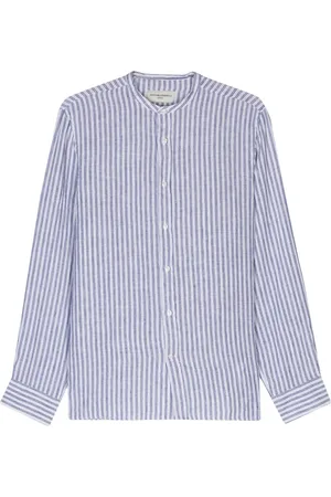 OFFICINE GENERALE Striped linen blend shirt