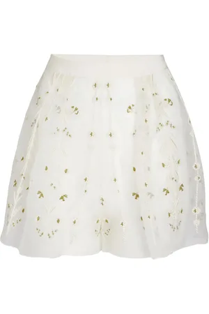 Giambattista Valli Floral-embroidered organza shorts