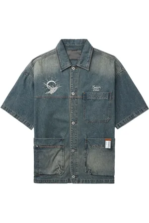 Musium Div. Bird-embroidered denim shirt
