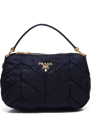 Prada Logo-lettering chevron-quilted handbag