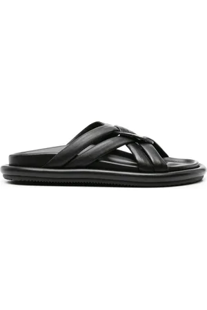 Moncler Bell crossover-strap leather slides