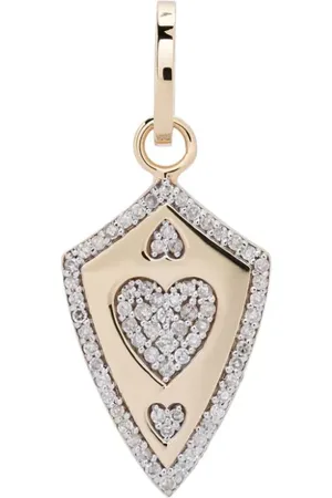 Adina Reyter 14kt yellow Heart Shield diamond charm pendant