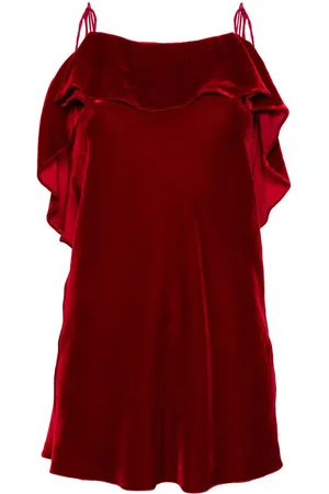 PNK Ruffle-trim velvet minidress