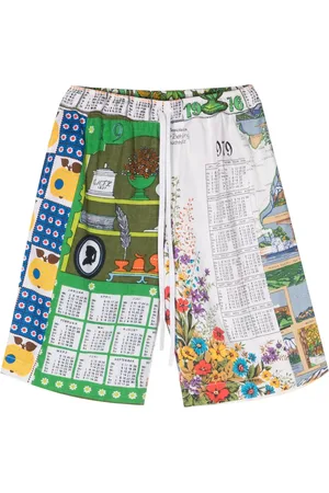 Marine Serre Regenerated Household Linen Calendar bermuda shorts