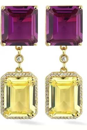 Lark & Berry 9kt yellow gold Daiquiri sapphire and diamond drop earrings