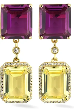 Lark & Berry 9kt yellow gold plated Daiquiri sapphire and diamond drop earrings
