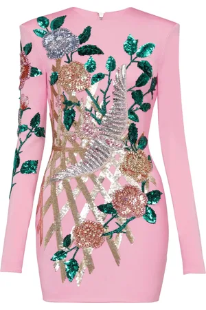 Balmain Long-sleeved sequinned minidress