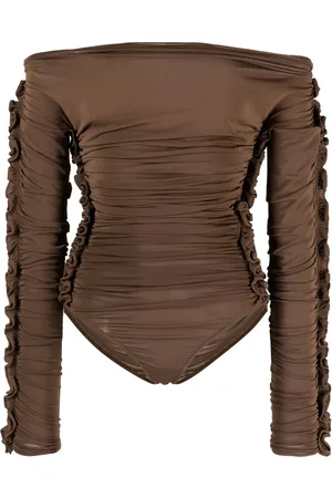 Saint Laurent Ruched off-shoulder bodysuit