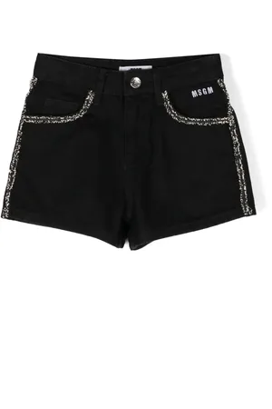 Msgm Contrasting-trim denim shorts