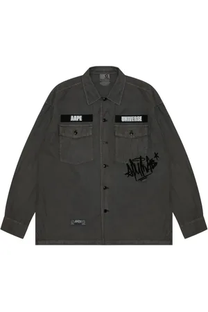 A Bathing Ape Logo-tape cotton-blend shirt