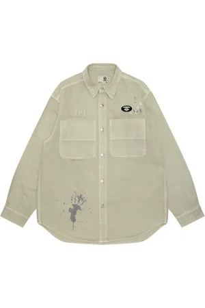 A Bathing Ape Logo-appliqu?? cotton shirt