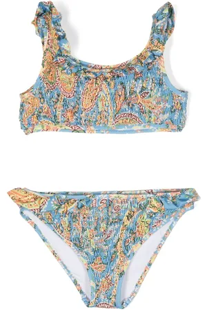Etro Floral-print shirred bikini