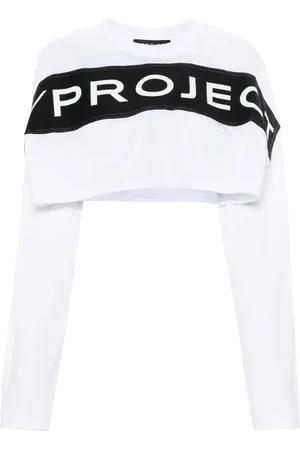 Y / PROJECT Logo-appliqué cropped T-shirt