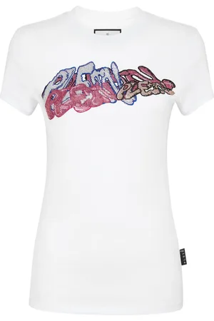 Philipp Plein Crystal-embellished graffiti-logo T-shirt