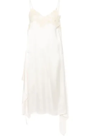 Plan C Floral-lace satin slip dress