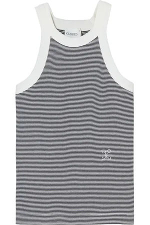 Closed Striped scoop-neck tank top