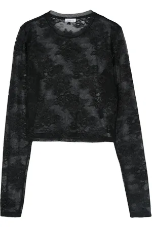 Patrizia Pepe Floral-lace sheer crop top
