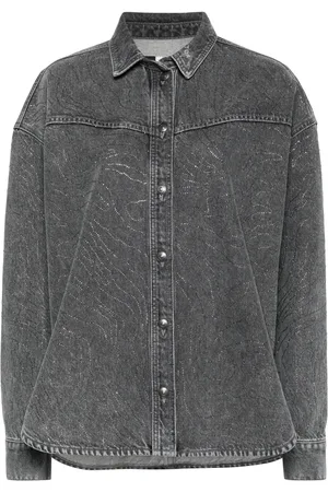 ROTATE Rhinestone-embellished denim shirt