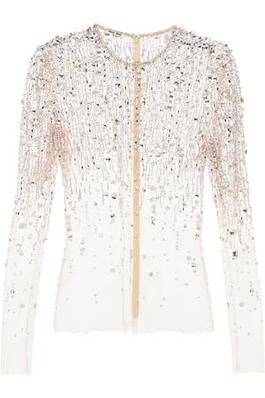 Miu Miu Crystal-embellished sheer top