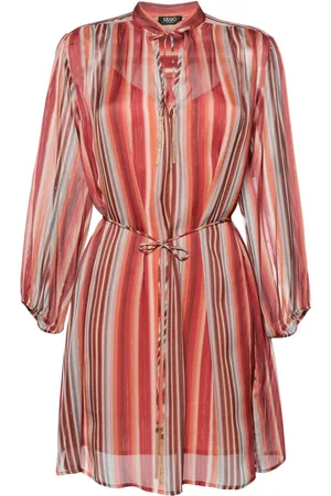 Liu Jo Striped split-neck minidress