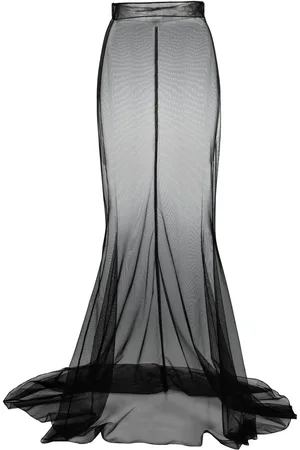 Saint Laurent Sheer-panel high-waisted skirt