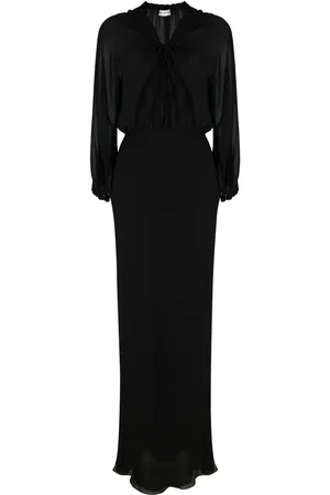 Saint Laurent Sheer-panelled silk maxi dress